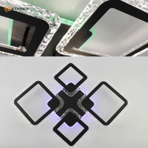 Управляемая светодиодная люстра OVAL ICE RGB 75W 5S-APP-725х500х93-BLACK/CLEAR-220-IP20