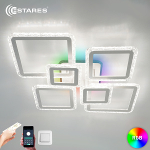 Управляемая светодиодная люстра OVAL ICE RGB 180W 7S-APP-960x750x110-WHITE/CLEAR-220-IP20