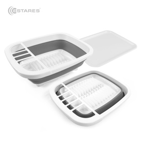 Сушилка складная силиконовая (поддон) ES-DRC-portable-38x32х12(5)-white/gray