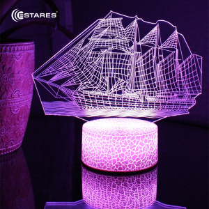 Светодиодный светильник, ночник OKKO RGB 3D "ПАРУСНЫЙ КОРАБЛЬ"