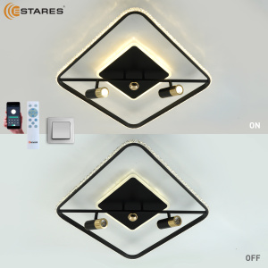 Управляемая светодиодная люстра SIRENA 66W 2S-APP-500x500x183-BLACK/GOLD/CRYSTAL-220-IP20
