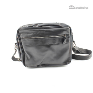 Сумка мужская из натуральной кожи UB-B310-290x230х90-black/black-молния/молния