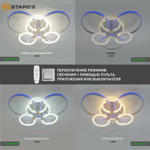 Управляемая светодиодная люстра CARNAVAL RGB 50W+30W 7R-APP-640x140-WHITE/WHITE-220-IP20