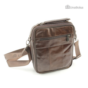 Сумка мужская из натуральной кожи UB-B219-195x235х90-brown/brown-молния/молния