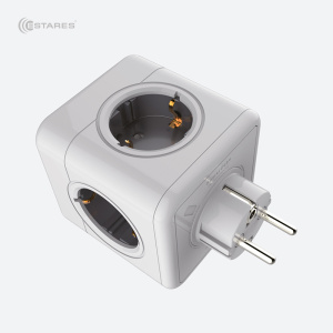Разветвитель 4 Евро + 2 USB "COMFORT CUBE" 4G-2USB(2x2A)-gray/white-Europlug
