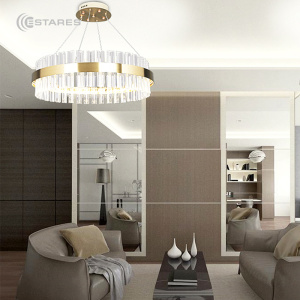 Управляемая светодиодная люстра SOFIA 90W R-APP-400x700-GOLD/CLEAR-220-IP20