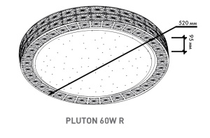 Управляемый светодиодный светильник PLUTON 60W R-520-SHINY-220V-IP44 (новый размер)