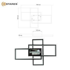 Управляемая светодиодная люстра SVEN 65W 3S-APP-550x360x80-BLACK/WHITE-220-IP20
