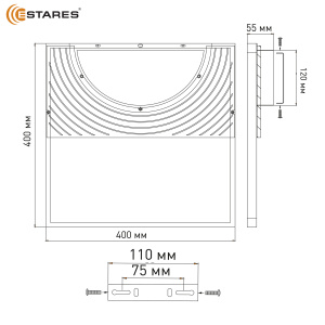  Управляемая светодиодная люстра  TELA 50W S-APP-400x400x55-BLACK//WHITE/CLEAR-220-IP20
