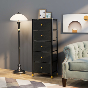 COMMOD classic 5F-5D-BLACK/GOLD-46x30x120 комод-пенал плюс