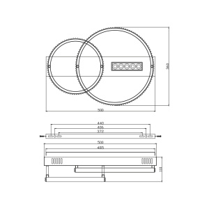Управляемая LED люстра  MD-LM DL5 55W 2RL-APP-490x360x115-BLACK/WHITE/CRYSTAL-220-IP20