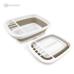Сушилка складная силиконовая (поддон) ES-DRC-portable-38x32х12(5)-white/beige