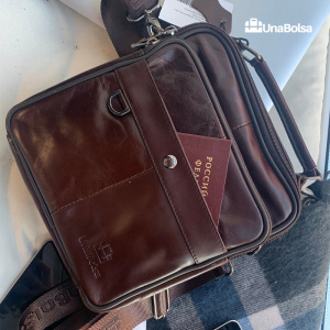 Сумка мужская из натуральной кожи UB-B208-195x215х90-brown/brown-молния/кнопка