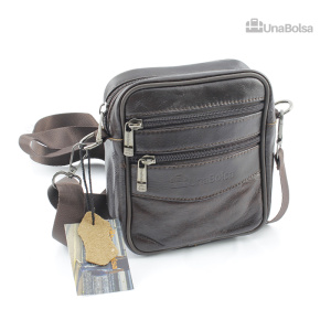 Сумка мужская из натуральной кожи UB-B403-140x165х85-brown/brown-молния/молния