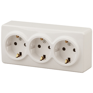 11-2208-02  ЭРА Розетка 3х2P+E Schuko, 16АХ-250В, ОУ, Эра Эксперт, сл.кость