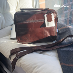 Сумка мужская из натуральной кожи UB-B210-240x190х90-brown/brown-молния/магнит