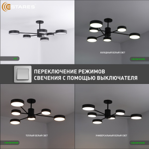 Управляемая светодиодная люстра MATEO 75W 6R-ON/OFF-915x250-BLACK/WHITE-220-IP20