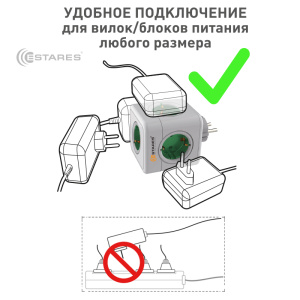 Разветвитель 5 Евро "COMFORT CUBE" 5G-green/white-Europlug