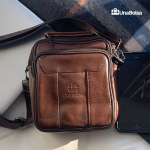 Сумка мужская из натуральной кожи UB-B101-150x185х85-brown/brown-молния/молния
