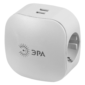 SP-3e-USB-2A ЭРА Тройник 3гн 220V + 2xUSB 2000mA с заземл, со шт (белый) (6/36/864)