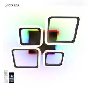 Управляемая светодиодная люстра OVAL RGB 75W 5S-APP-725х500х93-BLACK/WHITE-220-IP20 Ч