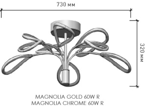 Светодиодная люстра неуправляемая MAGNOLIA CHROME 60W R-730-NW-CHROME/OPAL-220-IP20/4000K
