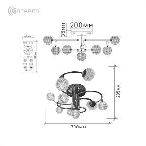 Управляемый светодиодный светильник LL GOLD 100W R-730x285-GOLD/CLEAR-220-IP20, мод.LaLUNA