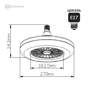 Управляемая светодиодная лампа-вентилятор FAN LAMP 24W+4W E27 R-ON/OFF-NW-270x143-WHITE-220-IP20