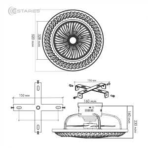 Управляемая светодиодная люстра с вент. FAN CRYSTAL 120W-31W R-APP-520x230-white/chrome-220-IP20