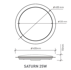 Управляемый светодиодный светильник SATURN 25W R-405-SHINY-220V-IP44 (новый размер)