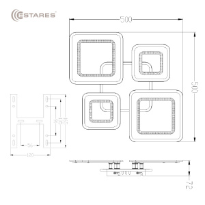 Управляемая светодиодная люстра OVAL DOUBLE RGB 120W 5S-APP-700x500x72-WHITE/WHITE/BULB-220-IP20
