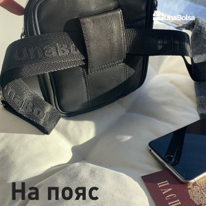 Сумка мужская из натуральной кожи UB-B109-150x185х85-black/black-молния/молния