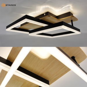 Управляемая светодиодная люстра  WOODY LOFT 85W 2S-APP-500x430x135-BLACK/W00D-220-IP20