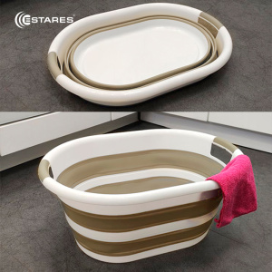 Таз складной силиконовый ES-BS-portable-24l-54x39x24/7-white/beige