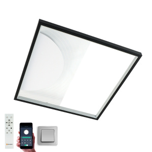  Управляемая светодиодная люстра  TELA 50W S-APP-400x400x55-BLACK//WHITE/CLEAR-220-IP20