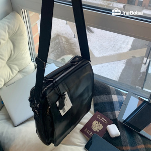 Сумка мужская из натуральной кожи UB-B305-240x290х110-black/black-молния/магнит