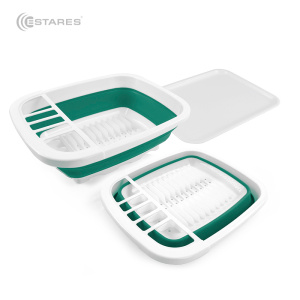 Сушилка складная силиконовая (поддон) ES-DRC-portable-38x32х12(5)-white/seagreen