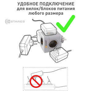 Разветвитель 5 Евро "COMFORT CUBE" 5G-gray/white-Europlug