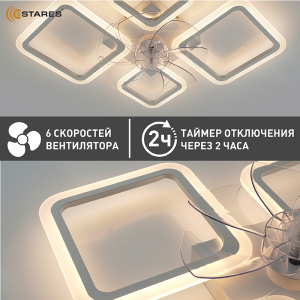 Управляемая светодиодная люстра с вент. FAN OVAL 70W+18W 4S-APP-760x560x120-WHITE/WHITE-220-IP20