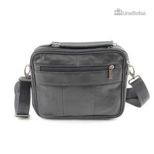 Сумка мужская из натуральной кожи UB-B210-240x190х90-black/black-молния/магнит