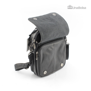 Сумка мужская из натуральной кожи UB-B219-195x235х90-black/black-молния/молния