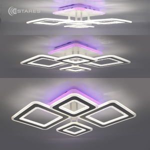 Управляемая светодиодная люстра OVAL DOUBLE RGB 70W 5S-APP-660x500x110-WHITE/WHITE/BULB-220-IP20