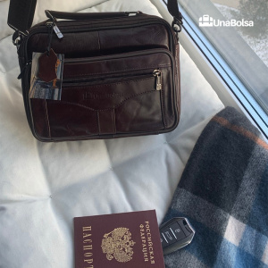 Сумка мужская из натуральной кожи UB-B222-240x190х90-brown/brown-молния/молния
