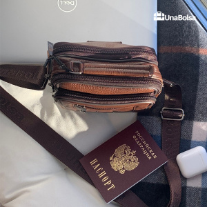 Сумка мужская из натуральной кожи UB-B109-150x185х85-brown/brown-молния/молния