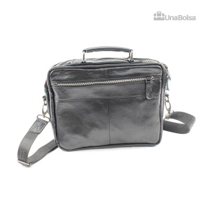 Сумка мужская из натуральной кожи UB-B304-290x230х100-black/black-молния/4 кнопки