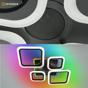 Управляемая светодиодная музыкальная люстра OVAL RGBmusic 85W 5S-APP-725x460x80-BLACK/WHITE-220-IP20