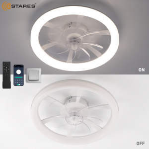 Управляемая светодиодная люстра с вент. FAN SIMPLE 45W+15W R-APP-460x120-WHITE/WHITE-220-IP20