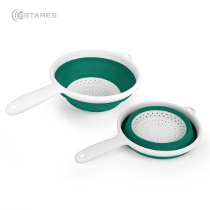 Дуршлаг складной силиконовый ES-CL-portable-37х23х9/4-white/seagreen