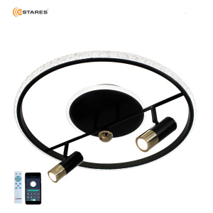 Управляемая светодиодная люстра SIRENA 56W 2R-APP-500x183-BLACK/GOLD/CRYSTAL-220-IP20