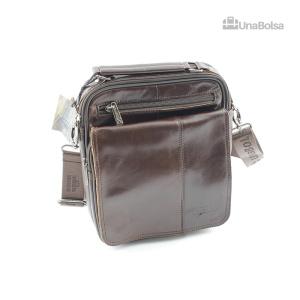Сумка мужская из натуральной кожи UB-B219-195x235х90-brown/brown-молния/молния